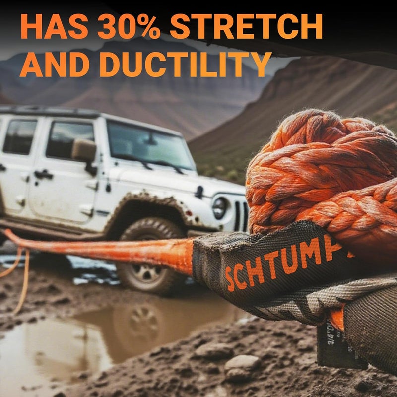 SCHTUMPA Kinetic Recovery Tow Rope, 1in x 20ft, 48000Lbs, Heavy Duty Towing Straps Kit with 1/2' X 22 Inch Soft Shackles for SUV UTV ATV Tractor Car Jeep 4x4 Offroad Vehicle - Image 5